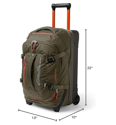 Eddie Bauer Expedition Rolling Duffel Bag with Wheels | Travel | Carry-On | Luggage | Rugged | Durable - Dark Thyme, 22"
