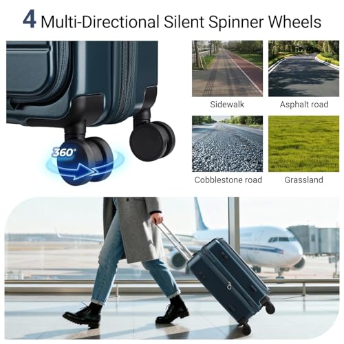 cllson Carry On Luggage with Top Opening, Expandable with Front Pocket and USB Charging Port, Lightweight with front compartment Rolling Suitcases with Fathers Day Gift for Dad Men Him Husband