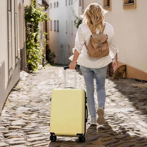 Merax Hardside Luggage Set 5 Piece with Bags,20IN Half-opening Carry on Luggage with USB Port, Expandable 24IN 28IN Luggage with Double Spinner Wheels TSA Lock, Yellow