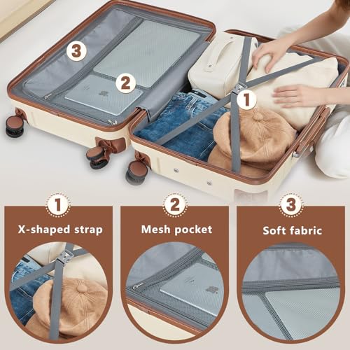 Luggage Sets, Suitcase with Spinner Wheels, PC+ABS Hardshell Travel Luggage Set with TSA Locks,Lightweight Rolling Luggage，Carry on suitcase with YKK Zippers(Pink) Fathers Day Gift for Dad Men Husband