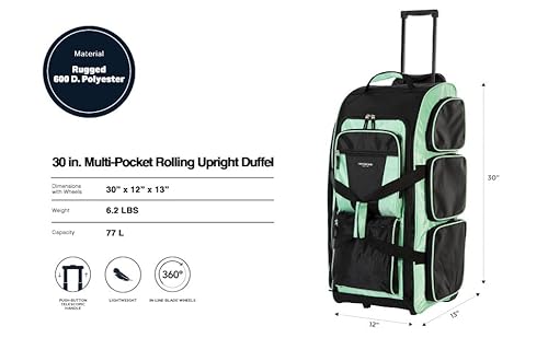 Travelers Club 30" Xpedition Rolling Duffel Bag, Seafoam