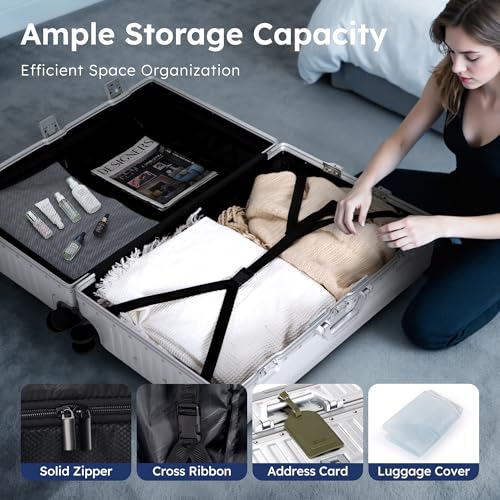 ALPHA CAMP 2 Piece Luggage Sets With Dual Layer Aluminum Frame, TSA Locks, 3-Layer PC 20" Carry-on 28" Checked Hardside Zipperless Travel Suitcase Sets, Type-C USB Charging Port