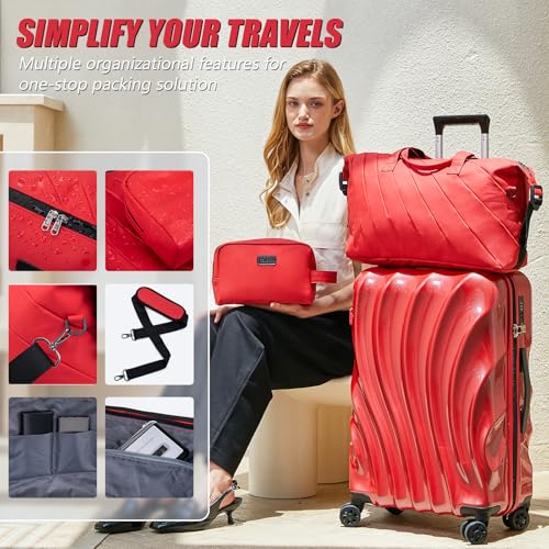 Cosbarn Carry On Luggage 22x14x9 Airline Approved,ABS+PC Hardside Luggage with Spinner Wheels,20 Inch Carry-on Luggage with Phone Holder