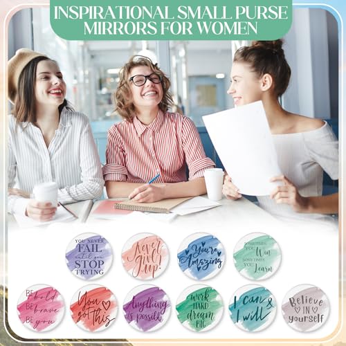 Vercraft Employee Appreciation Gift for Women Teacher Inspirational Canvas Makeup Bag Portable Compact Mirror Bulk Cosmetic Bag Thank You Volunteer CNA Nurse Coworker(Motivation,Pastel,20 Pcs)