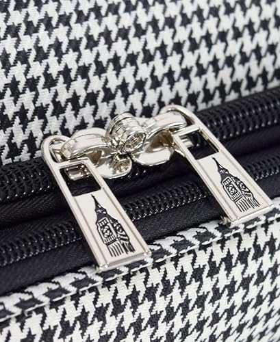 London Fog Cambridge 25" Expandable Softside Spinner, Black White Houndstooth