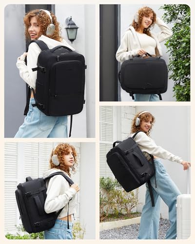 LOVEVOOK Travel Backpack for Women & Men, 40L Large Carry On Backpack Airline Approved, TSA Personal Item Weekender Bag, Water Resistant Laptop Backpack with 3 Packing Cubes for Travel Essentials