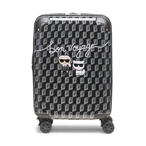 KARL LAGERFELD Paris Unisex Luggage Suitcase,Black/Grey,Small