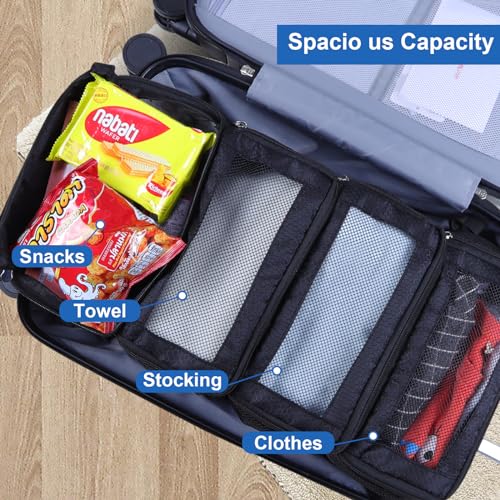 Olosar Suitcase Organizer, Travel Luggage Organizer Portable Hanging Travel Shelves Collapsible Hanging Packing Cubes for Carry on Suitcase, Black