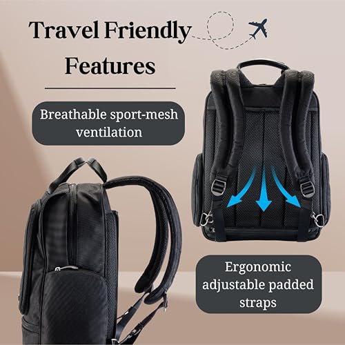 Ricardo Beverly Hills Flight Essentials Deluxe Travel Laptop Backpack, Abrasion and Weather Resistant Durable Ballistic Nylon, Men and Women, 16.5-Inches