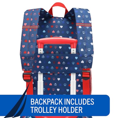 Nautica Kids Luggage - 18" Airline Approved Rolling Hardside Upright Carry-on Suitcase Set with Wheels (Nautica Peace | 5pc School Set)
