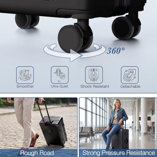 Krute Aluminum Frame Luggage 28 Inch Checked Suitcase With Wheels No Zipper PC Hard Shell Suitcases with Cup Holder and Charger Zipperless Large Travel Luggage