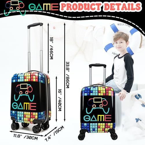 Homskiii Kids Suitcase Set for Boys Hardside Luggage with Spinner Wheels 2 Piece 16inch Toddler Suitcase for Boys Travel Carry on Luggage Airline Approved