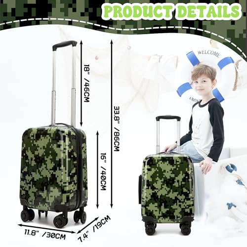 Esteemly Kid's Luggage Set 2 Piece Suitcase Set 16" Hardside Luggage with Spinner Wheels Girls Carry on Toddler Travel Rolling Suitcase with Neck Pillow Airline Approved