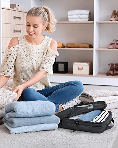 BAGSMART Compression Packing Cubes, Durable Travel Packing Cubes for Carry-On Suitcase, Lightweight Compressible Luggage Organizer Cruise Ship Travel Essentials, 6-Pack 1L+3M+1S+Shoe Bag, Black