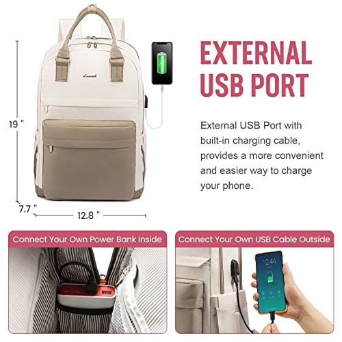 LOVEVOOK Laptop Backpack for Women, 17.3 Inch Laptop Bag with USB Port Fashion Waterproof Backpacks Teacher Nurse Stylish Travel Bags Vintage Daypacks Bookbag for College School Work