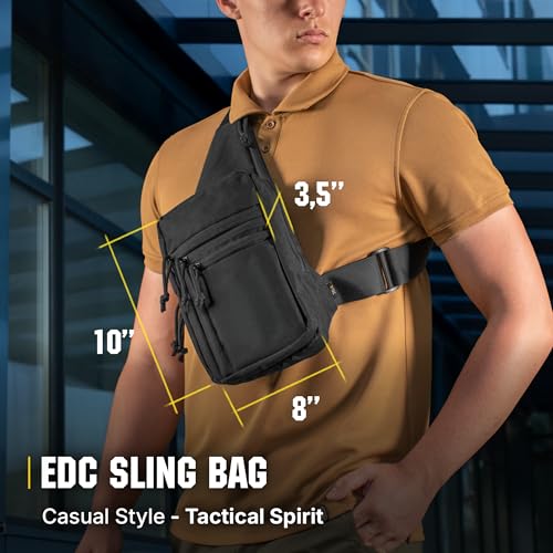 M-Tac CCW Sling Bag for Men & Women - EDC Shoulder Bag Tactical - Crossbody Concealed Carry Bag - Mens Chest Pack (Black)
