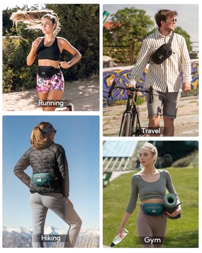 WATERFLY Lightweight Small Fanny Pack: 1.5L Mini Slim Crossbody Waist Belt Hip Bag with RFID Blocking, Anti-Theft & Water Resistant Pouch for Women Men Travel Hiking Running Walking EDC