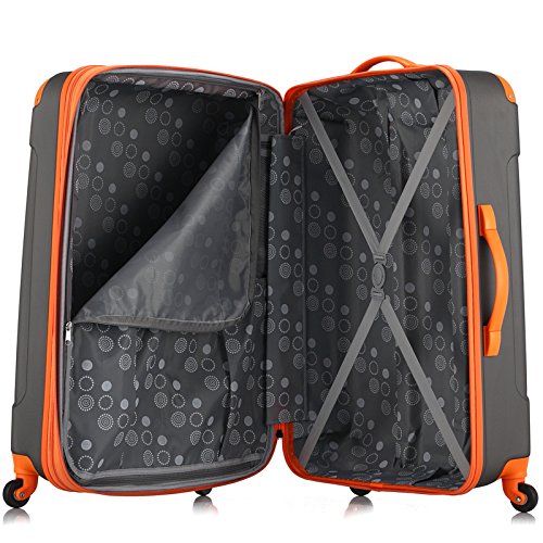 Rockland London Hardside Spinner Wheel Luggage, Charcoal, Checked-Large 28-Inch