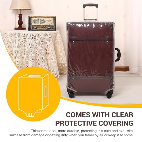 NZBZ Vintage Luggage Sets of 2, Vintage Suitcase Set for Women and Men, Cute Retro Luggage Sets Vintage Handmade Zipper Retro Trunk Luggage (Caramel Brown, 14inch & 28inch)