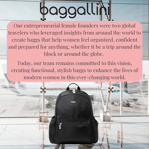 Baggallini Essential Laptop Backpack - 16x12 Inch Travel Backpack with 16" Laptop Sleeve - Lightweight Luggage Backpack
