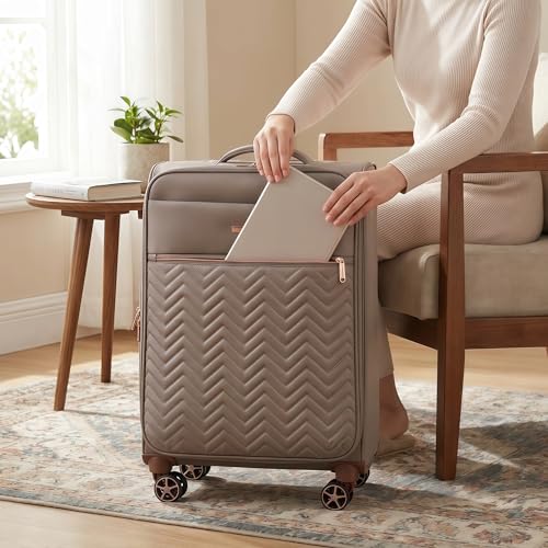 Travelhouse Softside 3 Piece Luggage Sets, 4 Piece Expandable Soft Sided Suitcase with Spinner Wheels, Lightweight Travel Set with Underseat Duffel Bag (16/20/24/28)