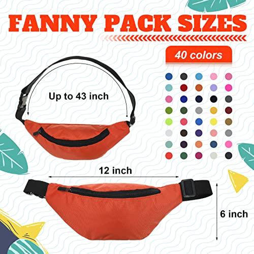 Saintrygo 40 Neon Fanny Packs Bulk, 80s Party Waist Bag Adjustable Colorful Oxford Cloth Fashionable Fanny Bags for Women Men Travel Running Outdoor (Classic Color)