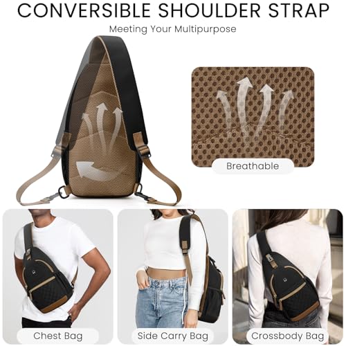 Vankor Small Crossbody Purses Bags for Women Men Travel, Chest Sling Bag Women Casual Cross Body Bag for Woman Sling Backpack Black