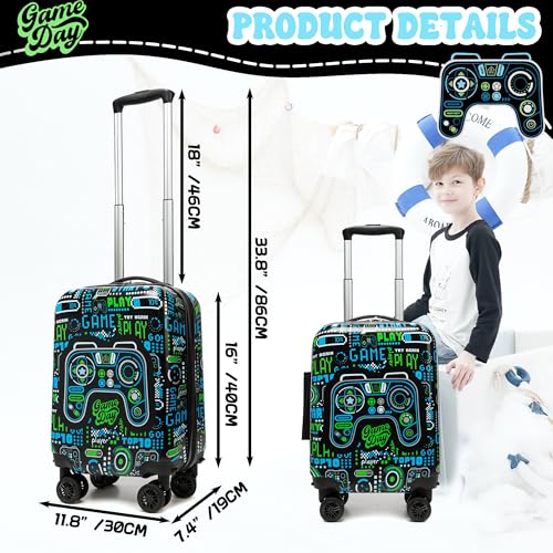 Homskiii Kid's Luggage Set 5 Piece Suitcase Set 16" Hardside Luggage with Spinner Wheels Boys Carry on Toddler Travel Rolling Luggage Airline Approved