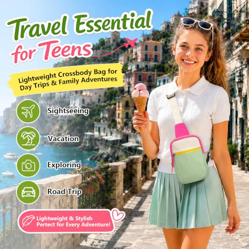 Birthday Gifts for 8 9 10 11 12 Year Old Teens Girls Kids, Fanny Pack Crossbody Bag Sling Belt Bags Purse, Dorm Travel Essentials for Girls Fashion, Preppy Tween Teen Girl Gift Trendy Stuff