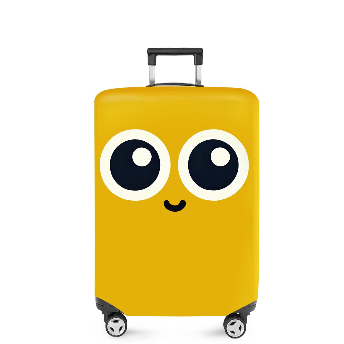 ANNA QUEEN Cute Smiley Face Luggage Cover, Yellow Cartoon Suitcase Protector with Big Eyes Design, Stretchable, Washable Travel Cover for 28-30 Inch Luggage