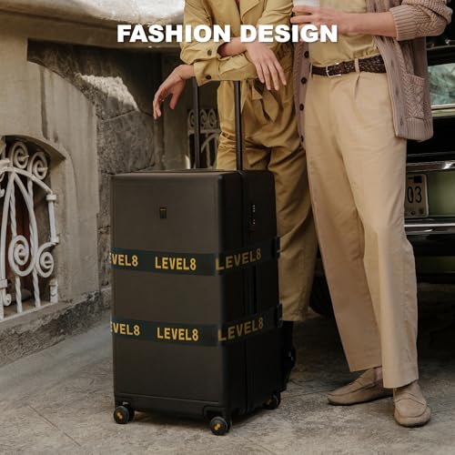 LEVEL8 Luminous Luggage Sets 3 Piece with Luggage Straps, (20/24/28)