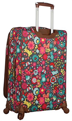 Lily Bloom Luggage 24" Expandable Design Pattern Suitcase With Spinner Wheels For Woman (24in, Playful Garden)