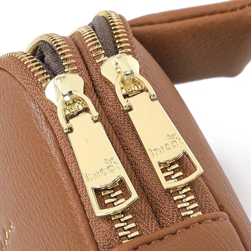INICAT Women's Small Sling Bag, Lightweight Everyday Vegan Leather Crossbody Purse for Daily Essentials and Travel Light(Brown)