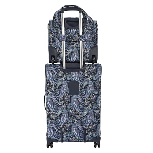 London Fog Mayfair 15 Inch under the Seat Bag, Navy White Paisley