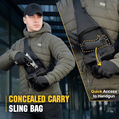 M-Tac CCW Sling Bag for Men & Women - EDC Shoulder Bag Tactical - Crossbody Concealed Carry Bag - Mens Chest Pack (Black)