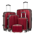 Coolife Luggage Sets, 5 Piece Durable Suitcase, Lightweight Carry on Luggage with PC+ABS Hardshell, Dual Spinner Wheels, TSA Lock and YKK Zipper(wine wind new, 5 piece set)