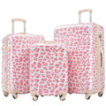 Merax Luggage Sets 3 Piece, Hardside Expandable Suitcase Set with Spinner Wheels, Lightweight Leopard Luggage 20+24+28 IN, Leopard Pink