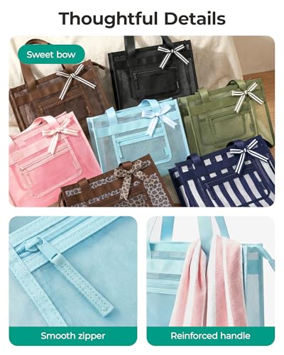 BAGSMART Mesh Beach Bag with Zipper Pocket, Large Beach Tote Bags for Women