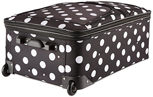 Rockland Vara Softside 3-Piece Upright Luggage Set, Expandable,Black dot, (20/22/28)