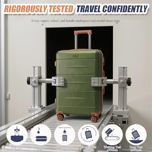 KUNEL Luggage Sets 5 Piece Hardshell Suitcase Sets with Detachable Spinner Wheels, ABS Carry on Luggage with TSA Lock,Travel,Armygreen（20/24/28 Inch