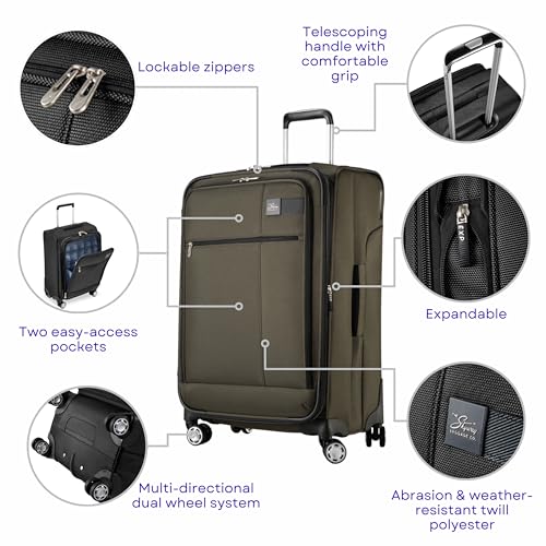 Skyway Sigma 7.0 Softside Expandable Spinner Suitcase with Wheels (Pine, Checked-Medium 24-Inch)