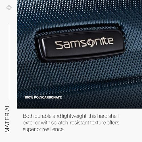 Samsonite Omni PC Hardside Expandable Luggage with Spinner Wheels, Teal, Checked-Medium 24-Inch