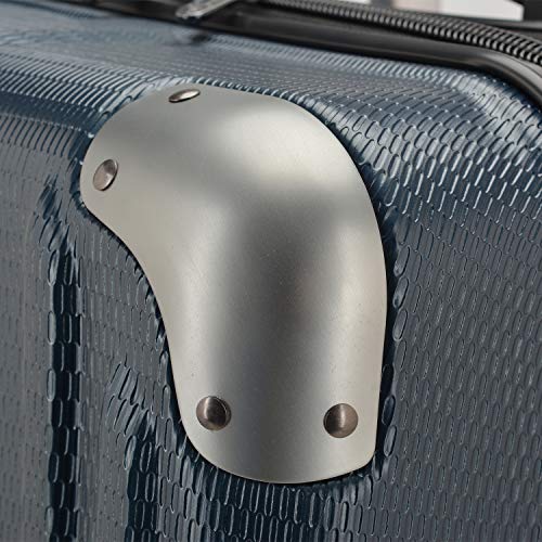 Traveler's Choice New London II Hardside Expandable Spinner Luggage, Navy, Checked-Medium 26-Inch