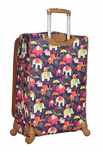 Lily Bloom Luggage 24" Expandable Design Pattern Suitcase With Spinner Wheels For Woman (24in, Elephant Rain)