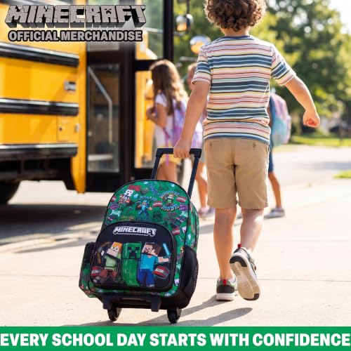 Get Trend Minecraft Boys Rolling Luggage with Wheels, 20.4” Travel Bag