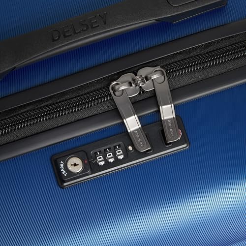 DELSEY PARIS Cruise 3.0 Hardside Expandable Luggage with Spinner Wheels, Blue, Checked 26 Inch Trunk