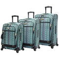 Steve Madden Designer Luggage Collection - 3 Piece Softside Expandable Lightweight Spinner Suitcase Set - Travel Set includes 20 Inch Carry on, 24 Inch & 28-Inch Checked Suitcases (Print/Teal)