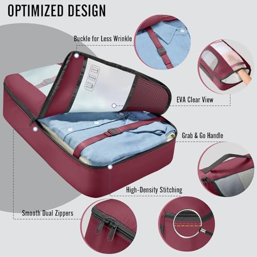 Veken 10 Set Packing Cubes for Travel Essentials, Suitcase Organizer Bags in 4 Sizes, Carry-On Luggage Accessories with Laundry Bag, Airplane Must Have, Gifts for Women Men