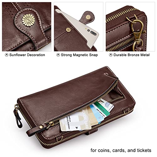 S-ZONE Vegan Leather Crossbody Bags for Women Small Cell Phone Purse RFID Blocking Clutch Purses with 2 Straps