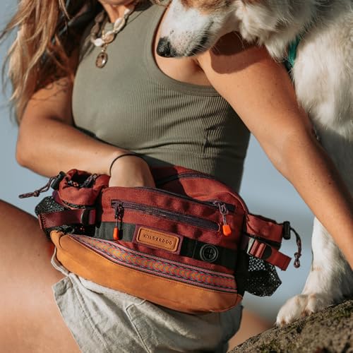 Wilderdog Mega Hip Pack with 3-Liter Capacity, Two Mesh Water Bottle Pockets, Interior Key Loops, Adjustable Straps, and Poop Bag Dispenser (Huckleberry)
